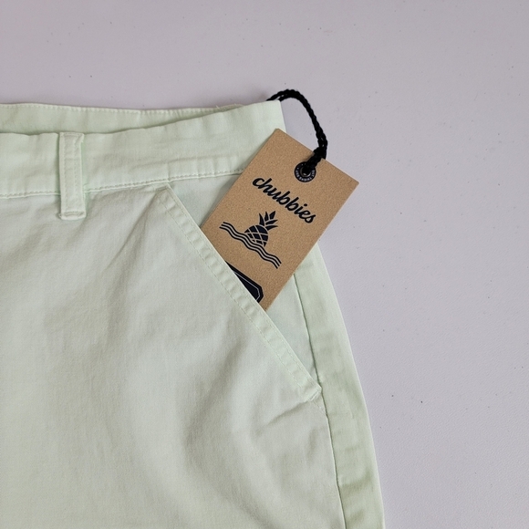 Chubbies The Sea Foams Green 5.5" Flat Front Stretch Twill Shorts Sz 34 NEW - Picture 7 of 14